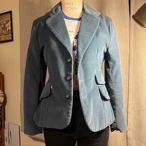Vintage Blue Corduroy Edwardian style fitted blazer